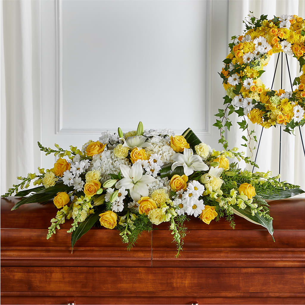 Golden Harmony Casket Spray – Hy-vee, West Des Moines IA