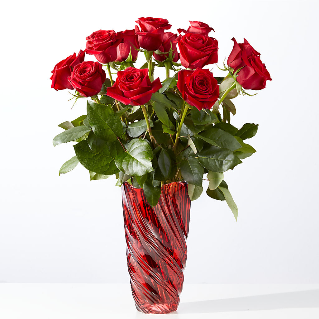 Classic Love Red Rose Bouquet with Luxe Swirl Vase – Hy-vee, West Des Moines IA