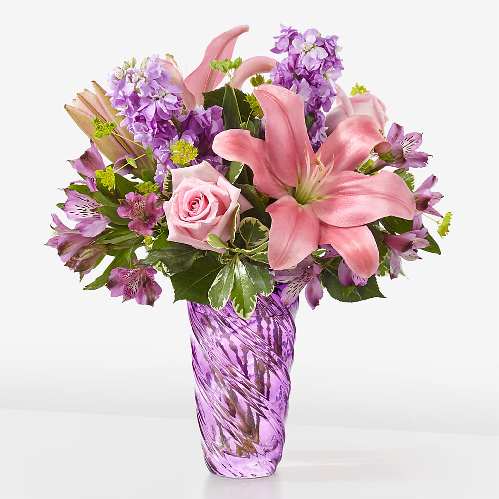 Precious Petals Bouquet with Luxe Swirl Vase – Hy-vee, West Des Moines IA