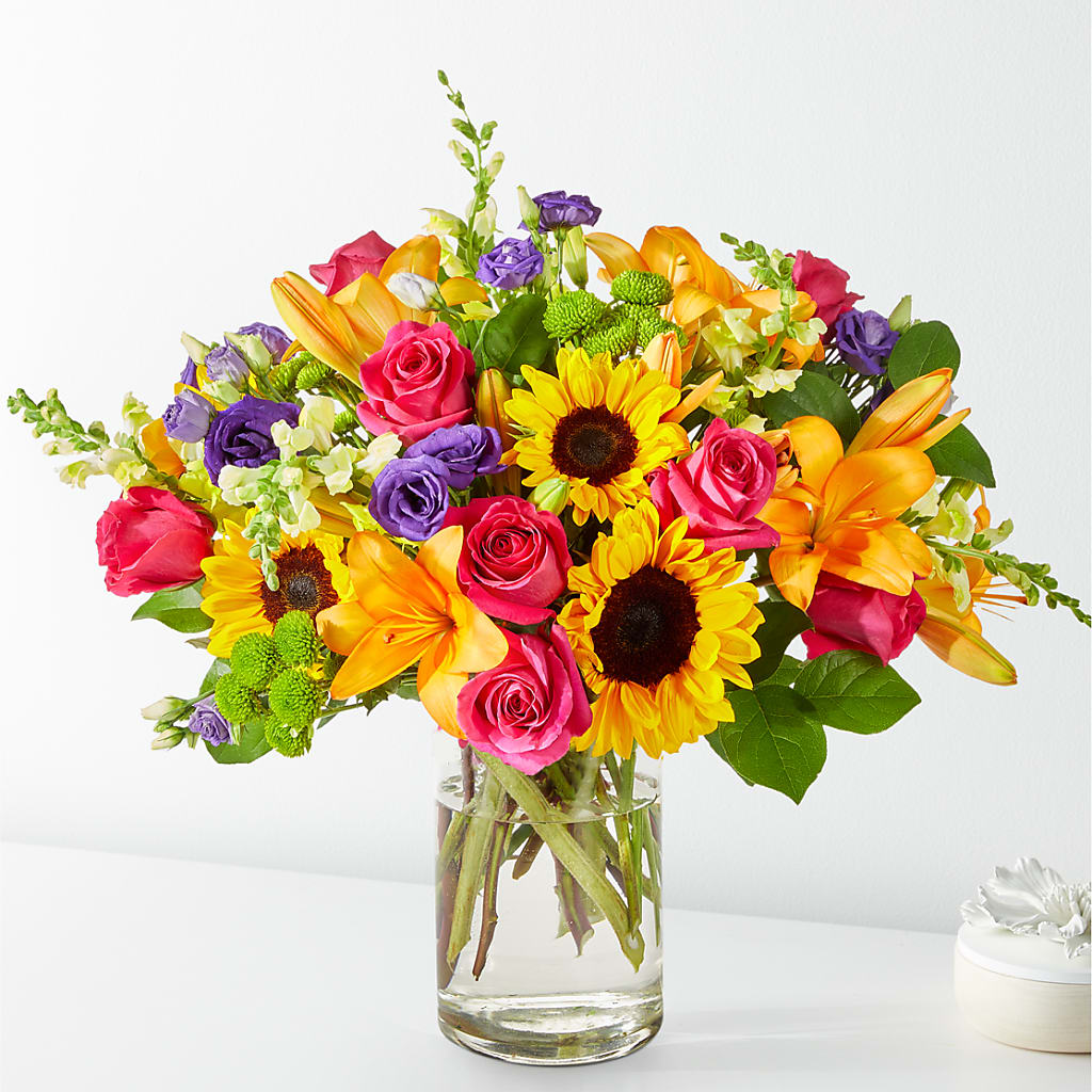 Best Day Bouquet – green, orange, pink, purple, yellow flower ...